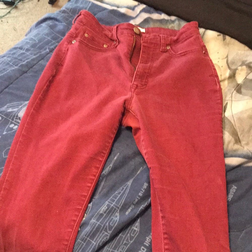 Red High-Waisted Jeans